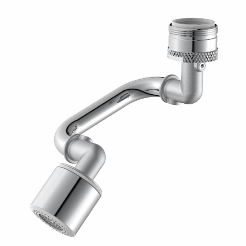 Aeratore per rubinetto con filettatura da 24 mm e angolo di rotazione di 1080 gradi, con portata libera.